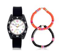 Ravel - Set de Reloj Surfer (5 ATM) y Pulsera Elástica para Niños - Cuarzo Analógico - R2243 - Negro/Naranja