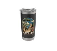 Ravello Italia Vintage Travel Poster, recuerdo de la costa de Amalfi Vaso térmico de acero inoxidable de doble pared