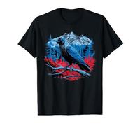 Raven Bird Mountain Forest Wilderness Nature Gothic Art Camiseta gráfica económica