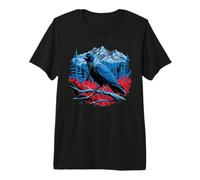 Raven Bird Mountain Forest Wilderness Nature Gothic Art Camiseta Premium