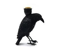 Raven Candle Holder, Gothic Candlestick Stand, Decorative Crow Figurine Base, 4.65x2.68x6.1 Inches, Ideal Table Centerpiece for Apartment, Bedroom, Hotel Lobby, Balcony, Banquet, Party Tabletop