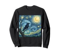 Raven Crow Lover Starry Van Gogh Night Style Pintura Arte Sudadera