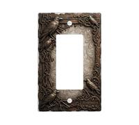 Raven - Cubierta de interruptor de luz basculante individual, diseño gótico victoriano florece Halloween bronce plástico tamaño estándar acentos placas de interruptor de pared para el hogar, sala de