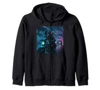 Raven Cyberpunk Rider Motocicleta Motorista Synthwave Sudadera con Capucha