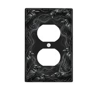 Raven Duplex - Placa de pared con diseño gótico de rama oscura ahumada para Halloween, plástico negro, tamaño estándar, doble toma de corriente, para sala de estar, dormitorio, decoración de oficina