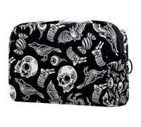 Raven Eyeball Spider Bat Candy Skull - Neceser para mujer, neceser de viaje, bolsa organizadora de maquillaje grande con cremallera, multicolor, 18.5x7.5x13cm/7.3x3x5.1in, Neceser