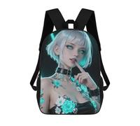 Raven - Fierce Allure With Aqua Eyes And Silver Hair Mochila Escolar Impresa En 3D 17inch Mochilas De Moda Para Niños, Mochilas Escolares Para Niños De Primaria Y Secundaria