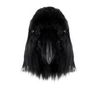Raven Head Cover - With Hair Halloween Latex Spooky Costume Accessories | Crow Party Face Cover Head Wear for Men Women Cosplayers Masquerade Party Music Festival Holiday