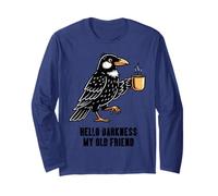 Raven Hello Black Coffee My Friend Funny Saying Hombres Mujeres Manga Larga