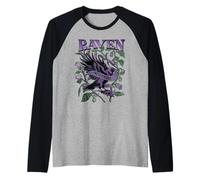 Raven Nevermore Edgar PoE inspiró gótico Vintage Floral Camiseta Manga Raglan