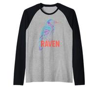 Raven Night Vintage Cuervo para mujer Camiseta Manga Raglan