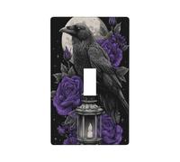 Raven On Lantern - Cubierta decorativa para interruptor de luz, diseño de rosas moradas, 1 interruptor, placa de pared para cocina, granja, dormitorio, baño, decoración artística