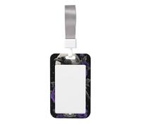 Raven On Lantern - Funda para tarjetas de identificación de plástico duro con diseño de rosas moradas, protector de etiqueta de nombre para enfermeras y oficina