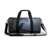 Raven on The Branch of Oak Tree - Bolsa de viaje para gimnasio para mujeres y hombres, bolsa de lona cilíndrica con correa para el hombro