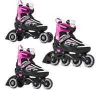 RAVEN Patines en línea 3 en 1 Profession Negro/Rosa Ajustables (35-39 (23-25,5 cm)
