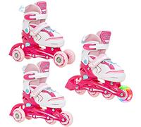 RAVEN Patines en línea 3 en 1 Triskates ajustables para niñas (Lia Rosa, 34-37 (21,5 cm-24 cm))
