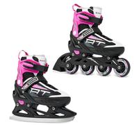RAVEN Patines en línea, patín de Hielo 2 en 1 Profession Ajustables y modificables Negro/Rosa, 31-35(20,5cm-22,5cm)