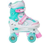 Raven - Patines Lia Quad de 30 a 33 adulto niño, blanco, menta mixta, talla ajustable, Raven para mujer, niña, rodillo Quad adulto