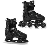 Raven - Patines para niñas, niños, Adultos y niños: Patines en línea 2 en 1 con Patines de Hielo, Ajustables, Pulse, Negro, 43-46 (28-30,5 cm)