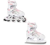 Raven - Patines para niñas, niños, Adultos y niños: Patines en línea 2 en 1 con Patines de Hielo, Ajustables, Pulse, White/Pink, 37-40 (23,5-26 cm)