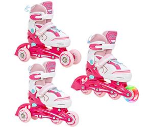 Raven - Patines para niñas y niños, Adultos - 3 en 1 con Ruedas en línea, para Aprender - Ajustables - Lia Pink, 34-37 (21,5-24 cm)