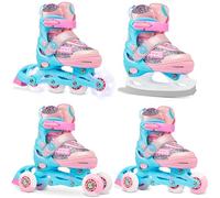 Raven - Patines para niños, niñas y Adultos- con Ruedas, 4 en 1 con Patines de Hielo, Quad, para Aprender - Ajustables - ETTA Blue/Pink, 27-30 (16,5-18,5 cm)