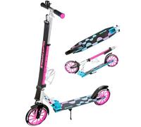 Raven - Patinete para niños y Adultos - Scooter - Patinete Freestyle - Plegable, Ajustable, Correa de Transporte, Timbre, portabotellas - Galaxia Blue/Pink sin Freno de Mano, Ruedas de 200 mm