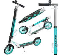 Raven - Patinete para niños y Adultos - Scooter - Patinete Freestyle - Plegable, Ajustable, Correa de Transporte, Timbre, portabotellas - Galaxia White/Mint sin Freno de Mano, Ruedas de 200 mm