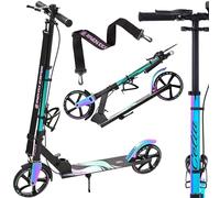 Raven - Patinete para niños y Adultos - Scooter - Patinete Freestyle - Plegable, Ajustable, Correa de Transporte, Timbre, portabotellas - Celia Black con Freno de Mano, Ruedas de 200 mm