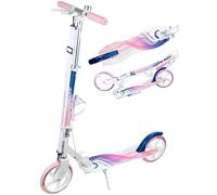 Raven - Patinete para niños y Adultos - Scooter - Patinete Freestyle - Plegable, Ajustable, Correa de Transporte, Timbre, portabotellas - Anabel Navy/Pink con Freno de Mano, Ruedas de 200 mm