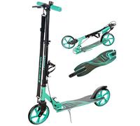 Raven - Patinete para niños y Adultos - Scooter - Patinete - Plegable, Ajustable, Correa de Transporte, Timbre, portabotellas - Anabel Black/Mint con Freno de Mano, Ruedas de 200 mm