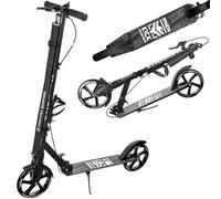 Raven - Patinete para niños y Adultos - Scooter - Patinete - Plegable, Ajustable, Correa de Transporte, Timbre, portabotellas - Straight Pro con Freno de Mano, Ruedas de 200 mm