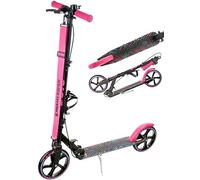 Raven - Patinete para niños y Adultos - Scooter - Patinete - Plegable, Ajustable, Correa de Transporte, Timbre, portabotellas - Dots Black con Freno de Mano, Ruedas de 200 mm