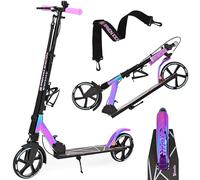 Raven - Patinete para niños y Adultos - Scooter - Patinete - Plegable, Ajustable, Correa de Transporte, Timbre, portabotellas - Estelle Pro Black con Freno de Mano, Ruedas de 200 mm