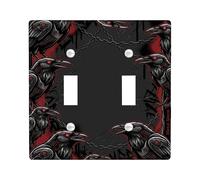 Raven - Placa de cubierta doble para interruptor de luz, diseño gótico de cadena oscura para Halloween, plástico negro, tamaño estándar, placas de pared decorativas para el hogar, sala de estar
