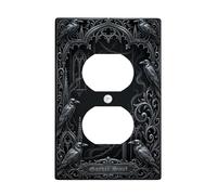 Raven - Placa de pared dúplex para pared, cadenas góticas góticas de arquitectura gótica oscura para Halloween, plástico negro, tamaño estándar, doble toma de corriente, para decoración de