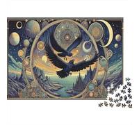 Raven Starry Sky Jigsaw Puzzles 1000Pc Material Reciclable Celestial Art Style Mayor Puzzles Impossible Hard Difficult Challenging Educational Game for Men 38x26cm/1000pcs