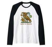 Raven The Creator La Leyenda de los nativos Americanos del noroeste del Pacífico Camiseta Manga Raglan