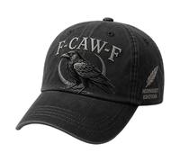 Raven Trucker Hat - Cotton Adjustable | Gothic Print | Vintage Casual | Gothic Raven Cap - Cotton Adjustable | Washed Print | Retro Headwear For Travel Concert Camping Hiking Beach Outdoor Parties