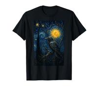 Raven Under Starry Night Moon Fantasy Art Scene Camiseta