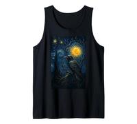 Raven Under Starry Night Moon Fantasy Art Scene Camiseta sin Mangas