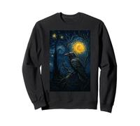 Raven Under Starry Night Moon Fantasy Art Scene Sudadera