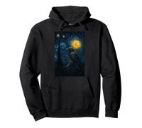 Raven Under Starry Night Moon Fantasy Art Scene Sudadera con Capucha