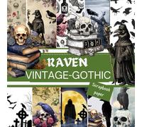 RAVEN-VINTAGE GOTHIC SCRAPBOOK PAPER: This is a double sided craft paper, used in DIY junk journals, EPHEMERA, ORIGAMI, DECOUPAGE, MIXED MEDIA ART, Collage