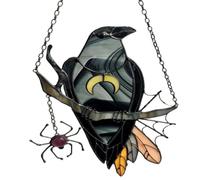 Raven Wall Decor - Elegant Crow Ornament, Metal Gothic Home Statues Pack | Anti Rust No Trace Wall Mount Metal Construction Structure | Bedroom Living Dining Rooms Decor, Wisdom Bird Figurine