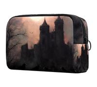 Ravens Before Broken Castle - Bolsa de cosméticos para mujer, neceser de viaje, bolsa organizadora de maquillaje grande con cremallera, multicolor, 18.5x7.5x13cm/7.3x3x5.1in, Neceser