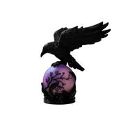 Ravens Moonlight Gothic LED Lamp Mysterious Crow on Glowing Orb Sculpture