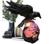 Raven's Moonlight - Lámpara de mesa LED gótica, misteriosa luz nocturna gótica de pájaro negro, elegante acabado negro mate, lámpara de escritorio de de noche, decoración LED violeta de