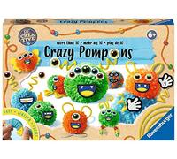 Ravensburger 18118 Be Creative Crazy Pompons - Pompones de Lana de Colores para Envolver y Decorar con Piezas Decorativas para Monstruos Locos, a Partir de 6 años
