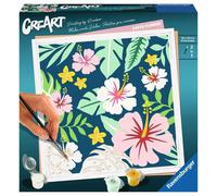 Ravensburger - CreArt: Flores Exóticas, Pintar por Numeros Adultos y Niños +12 años, Cuadros para Pintar por Numeros, Kit Manualidades Adultos, Incluye Kit Pintura con Pinceles, 20x20cm